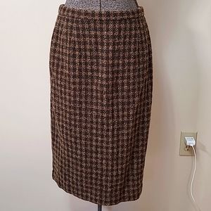 Beautiful Pendleton Plaid Wool Midi Skirt Rust Tan Green Size 12 Vintage